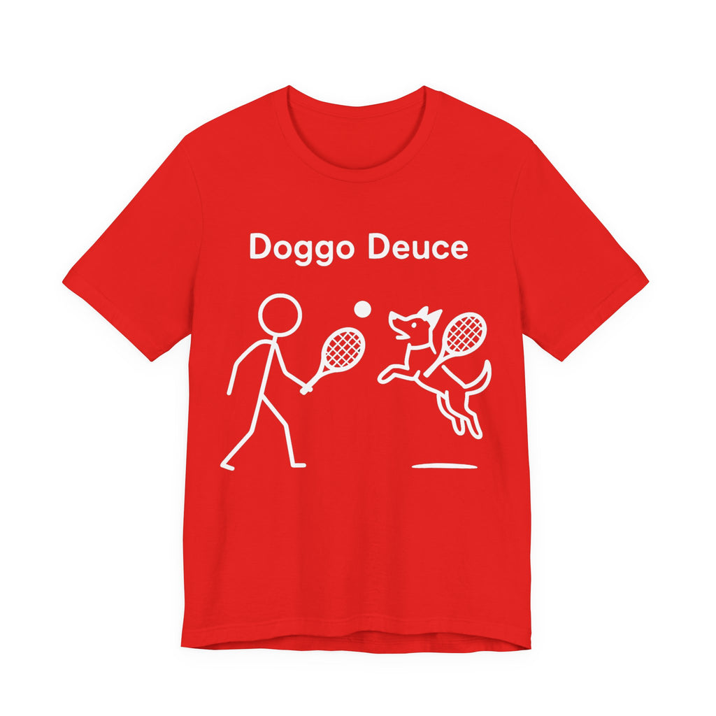 Doggo Deuce T-Shirt, Funny Tennis Dog Shirt, Dog Lover Gift, Cute Pet Tee, Casual Unisex T-Shirt