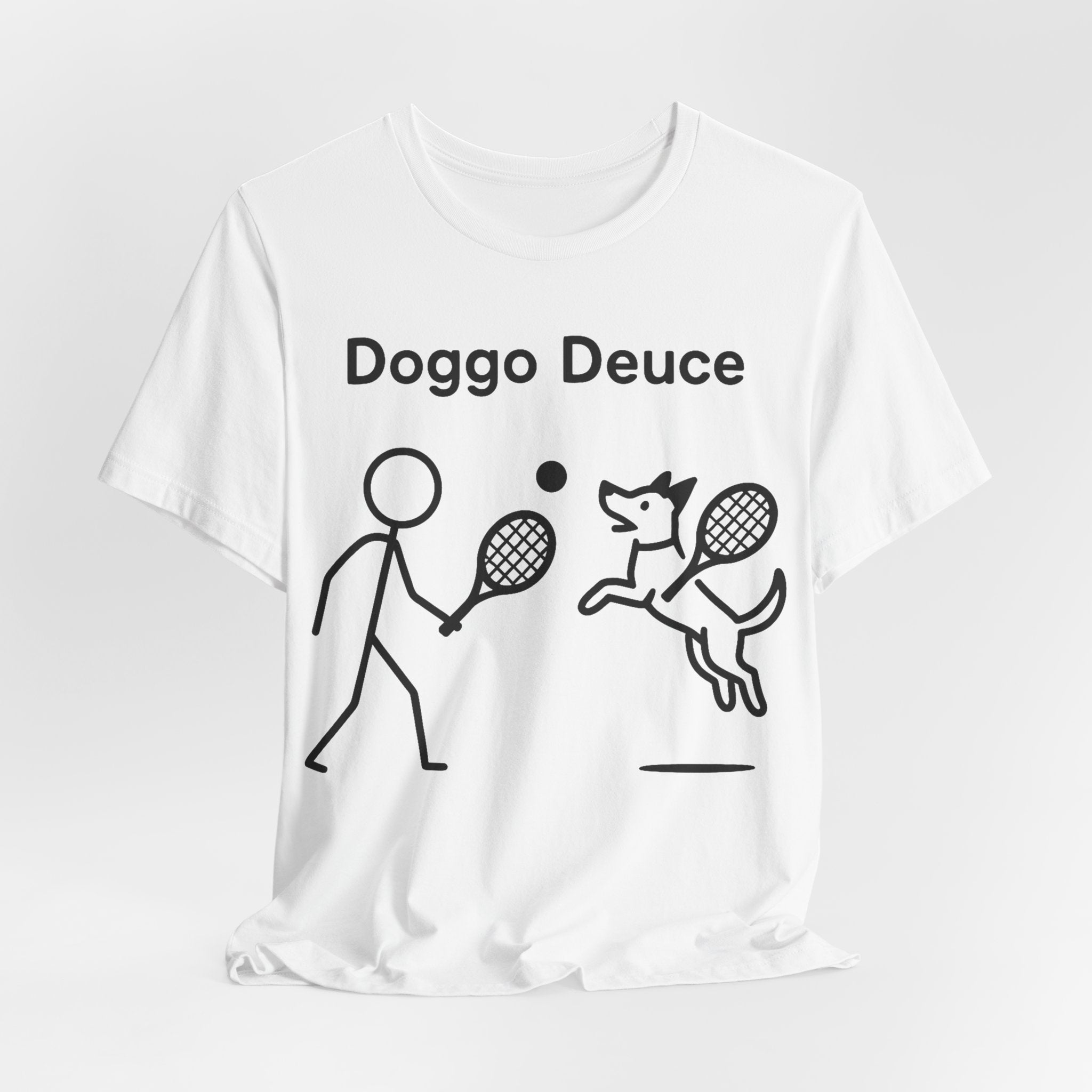 Doggo Deuce T-Shirt, Funny Tennis Dog Shirt, Dog Lover Gift, Cute Pet Tee, Casual Unisex T-Shirt