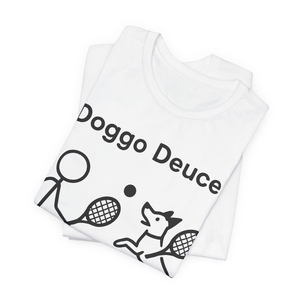 Doggo Deuce T-Shirt, Funny Tennis Dog Shirt, Dog Lover Gift, Cute Pet Tee, Casual Unisex T-Shirt