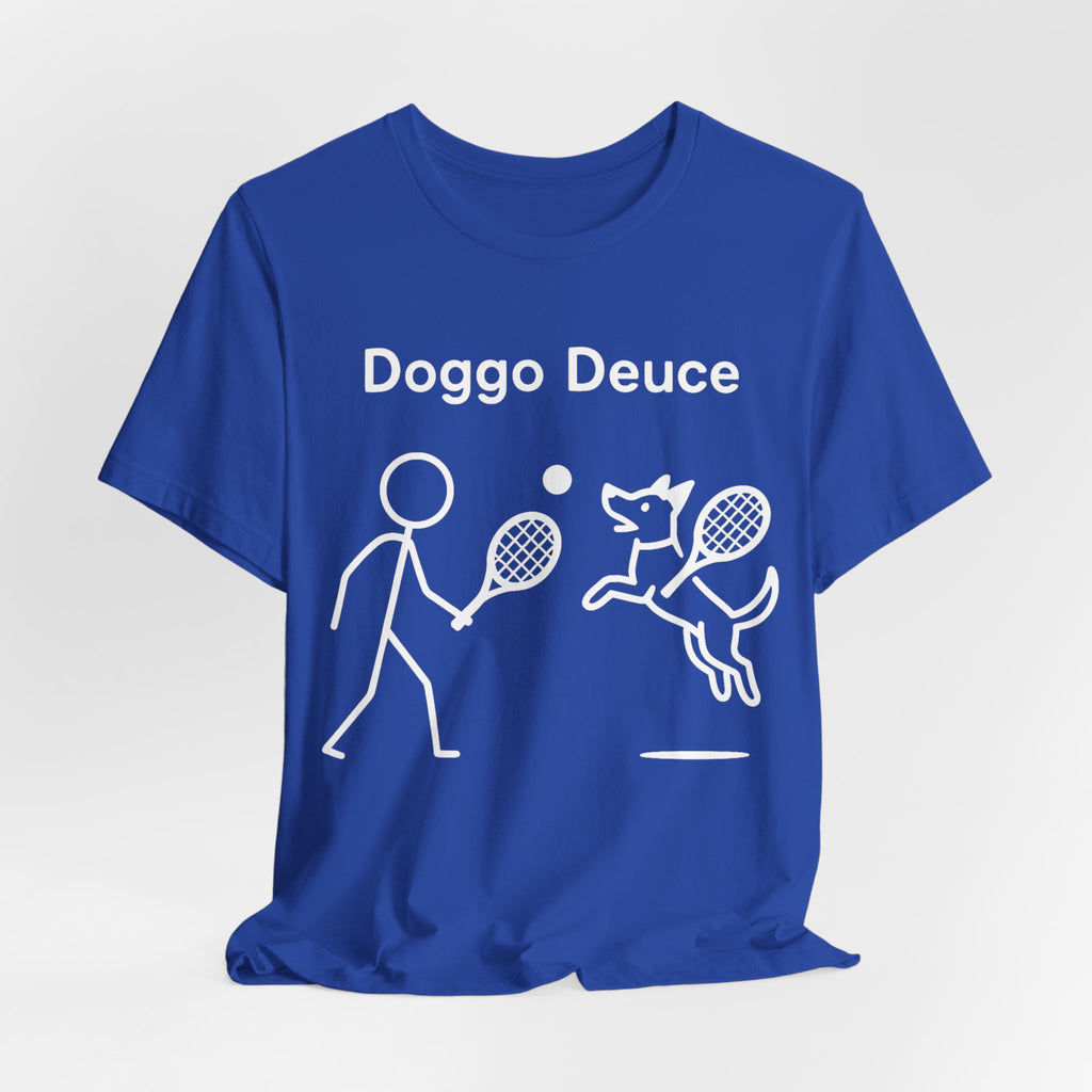 Doggo Deuce T-Shirt, Funny Tennis Dog Shirt, Dog Lover Gift, Cute Pet Tee, Casual Unisex T-Shirt