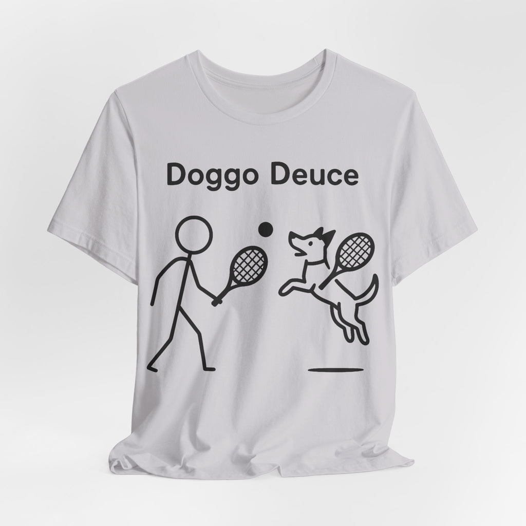 Doggo Deuce T-Shirt, Funny Tennis Dog Shirt, Dog Lover Gift, Cute Pet Tee, Casual Unisex T-Shirt