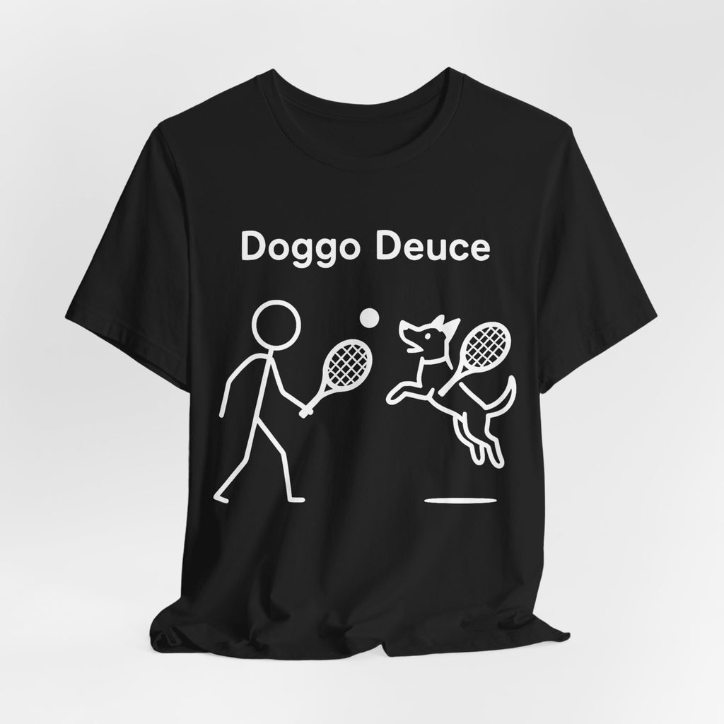 Doggo Deuce T-Shirt, Funny Tennis Dog Shirt, Dog Lover Gift, Cute Pet Tee, Casual Unisex T-Shirt
