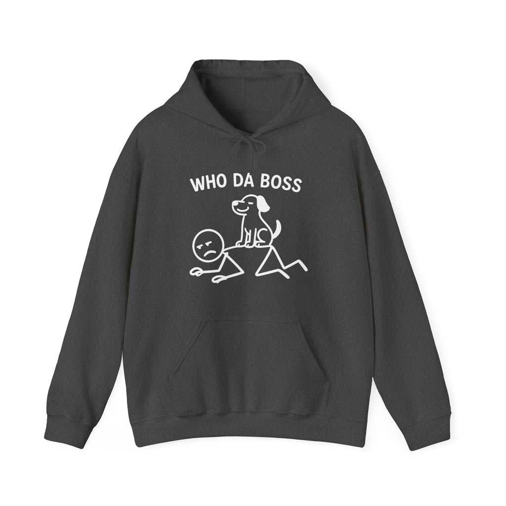 Who Da Boss Funny Dog Hoodie, Dog Owner Gift, Pet Lover Hoodie