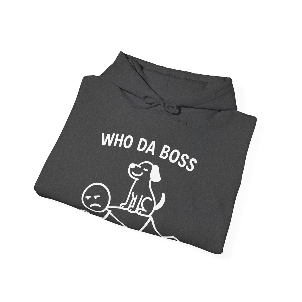 Who Da Boss Funny Dog Hoodie, Dog Owner Gift, Pet Lover Hoodie