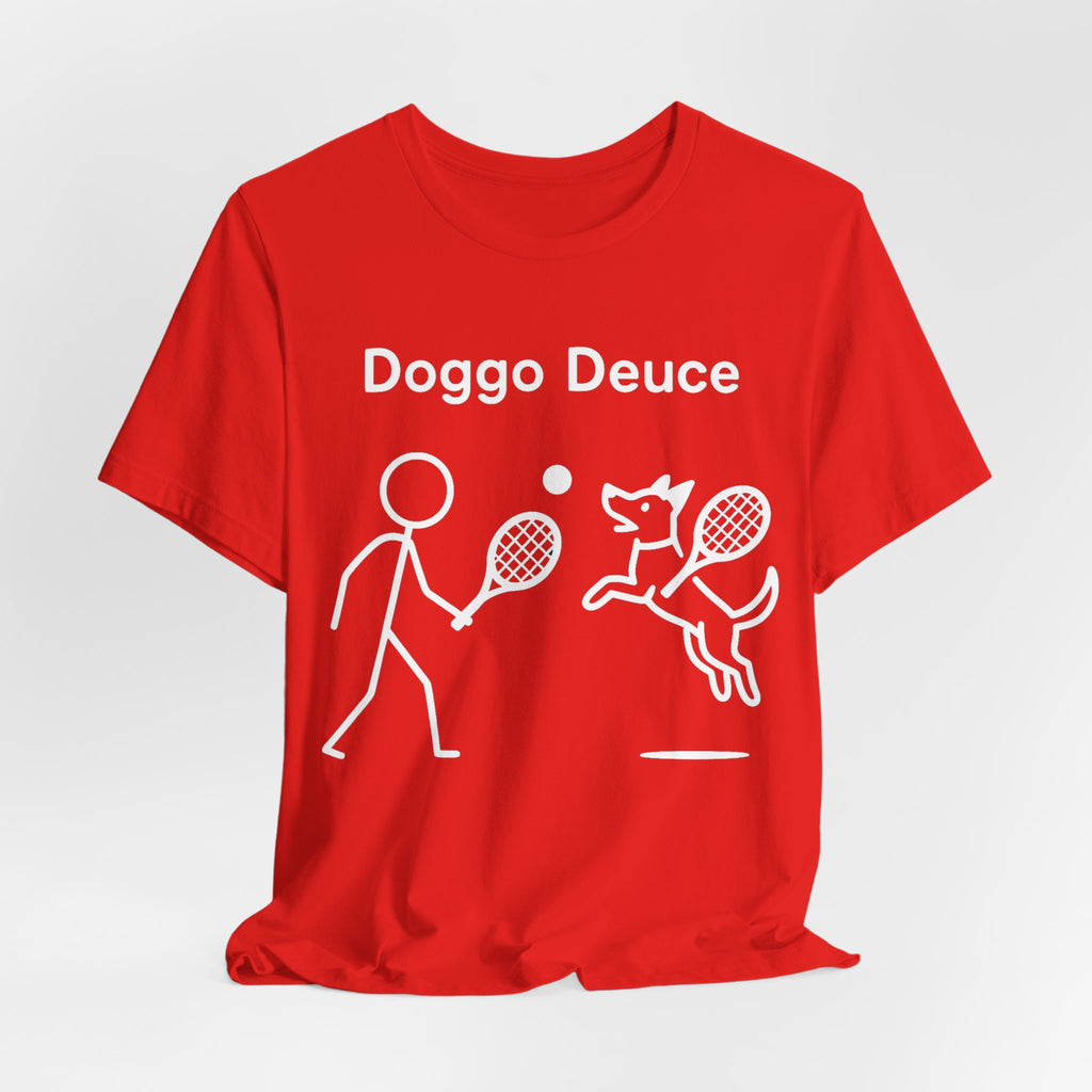 Doggo Deuce T-Shirt, Funny Tennis Dog Shirt, Dog Lover Gift, Cute Pet Tee, Casual Unisex T-Shirt
