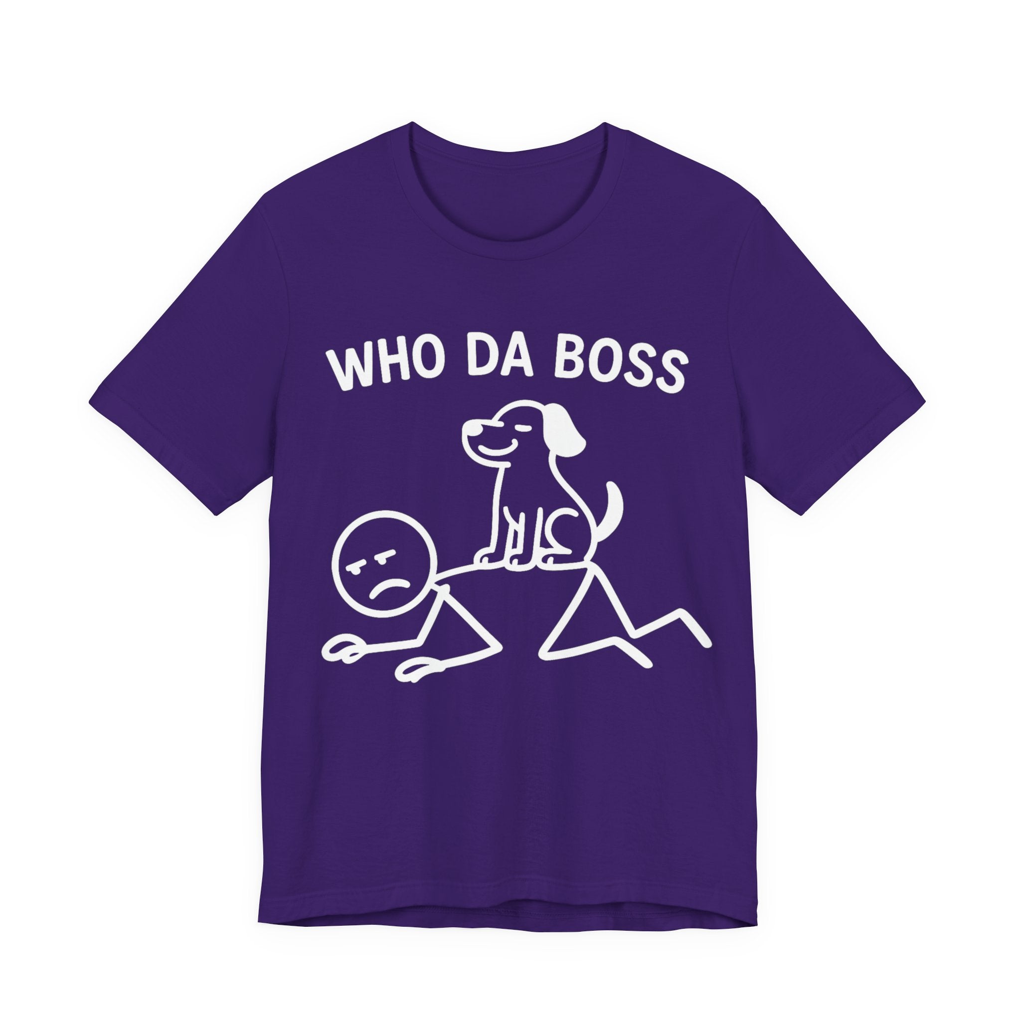 Who Da Boss T-Shirt, Funny Dog Shirt, Dog Lover Gift, Cute Pet Humour Tee, Unisex Dog Owner T-Shirt